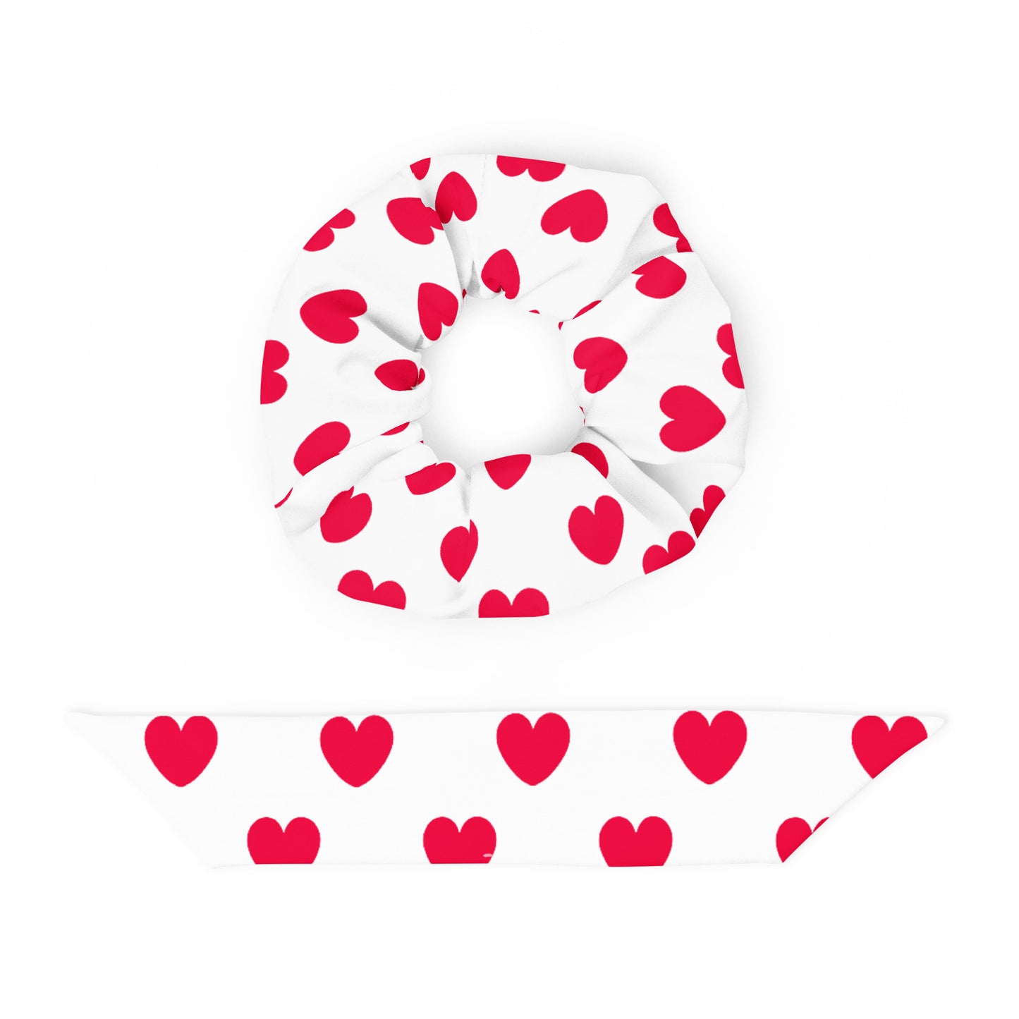 Sweet Love Hearts Scrunchie (Red x White)
