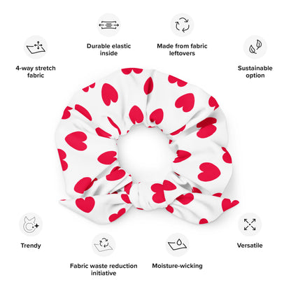 Sweet Love Hearts Scrunchie (Red x White)