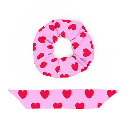 Sweet Love Hearts Scrunchie (Red x Pink)