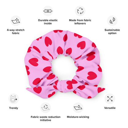 Sweet Love Hearts Scrunchie (Red x Pink)