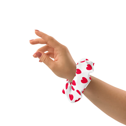 Sweet Love Hearts Scrunchie (Red x White)