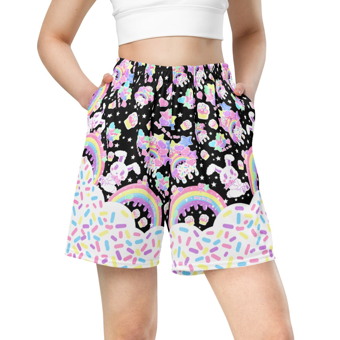 Kawaii mesh shorts activewear sportswear cutecore harajuku fashion jfashion rainbow sweets candy sprinkles  bunny cute 