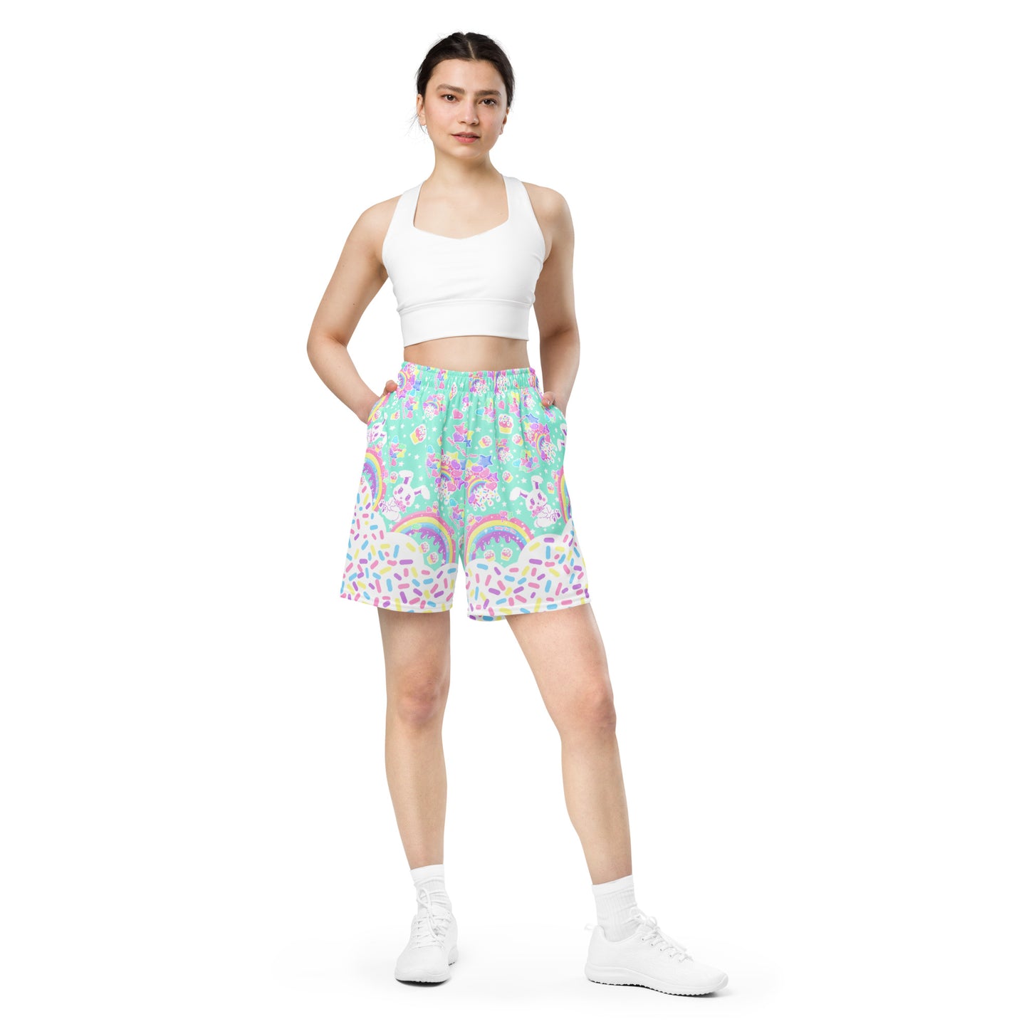 Kawaii mesh shorts activewear sportswear cutecore harajuku fashion jfashion rainbow sweets candy sprinkles  bunny cute 