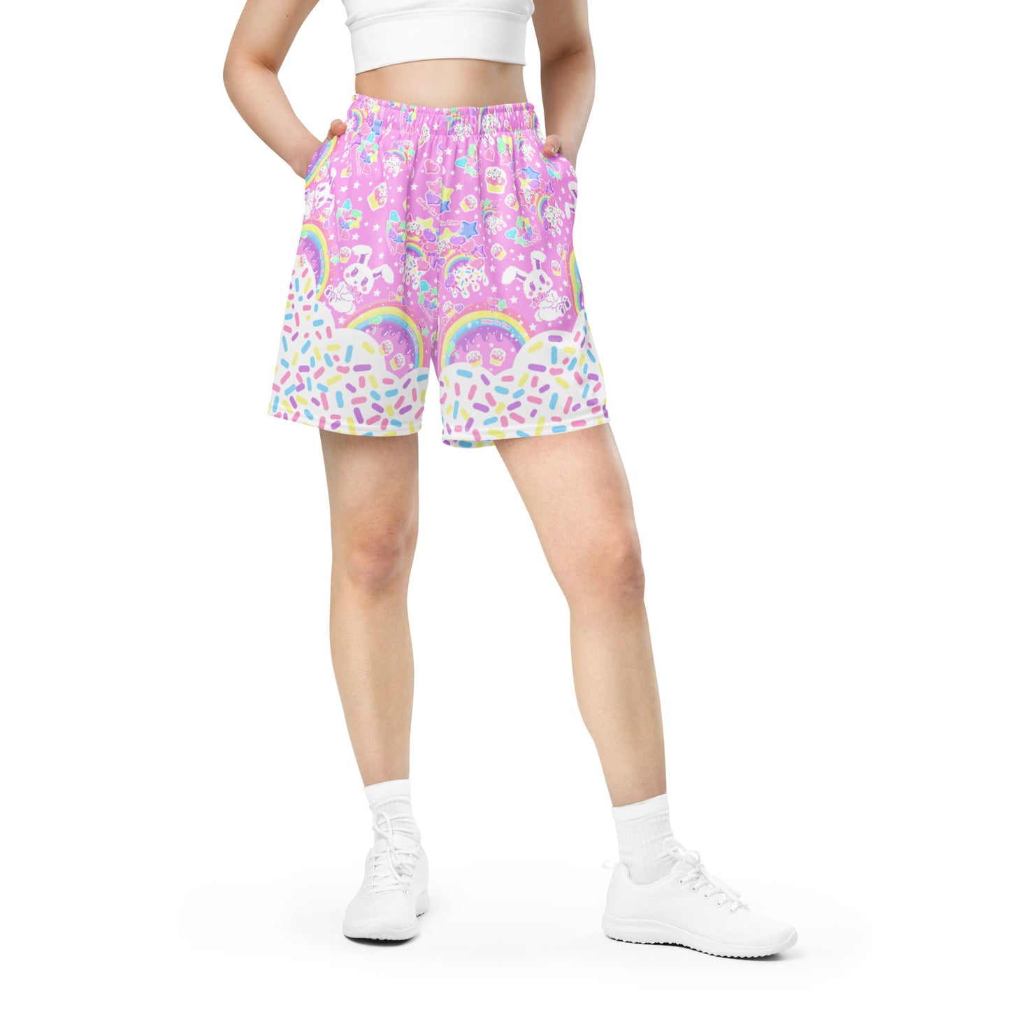 Kawaii mesh shorts activewear sportswear cutecore harajuku fashion jfashion rainbow sweets candy sprinkles  bunny cute 