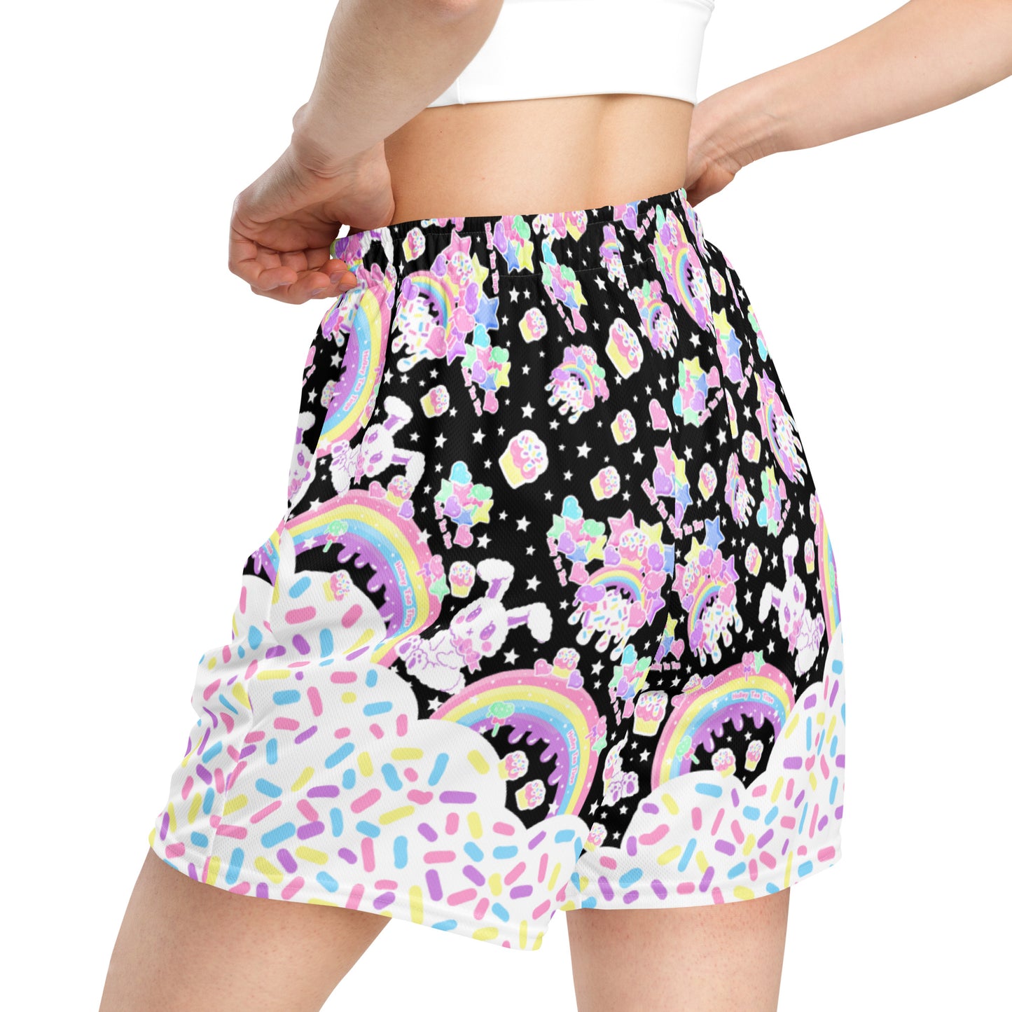 Kawaii mesh shorts activewear sportswear cutecore harajuku fashion jfashion rainbow sweets candy sprinkles  bunny cute 