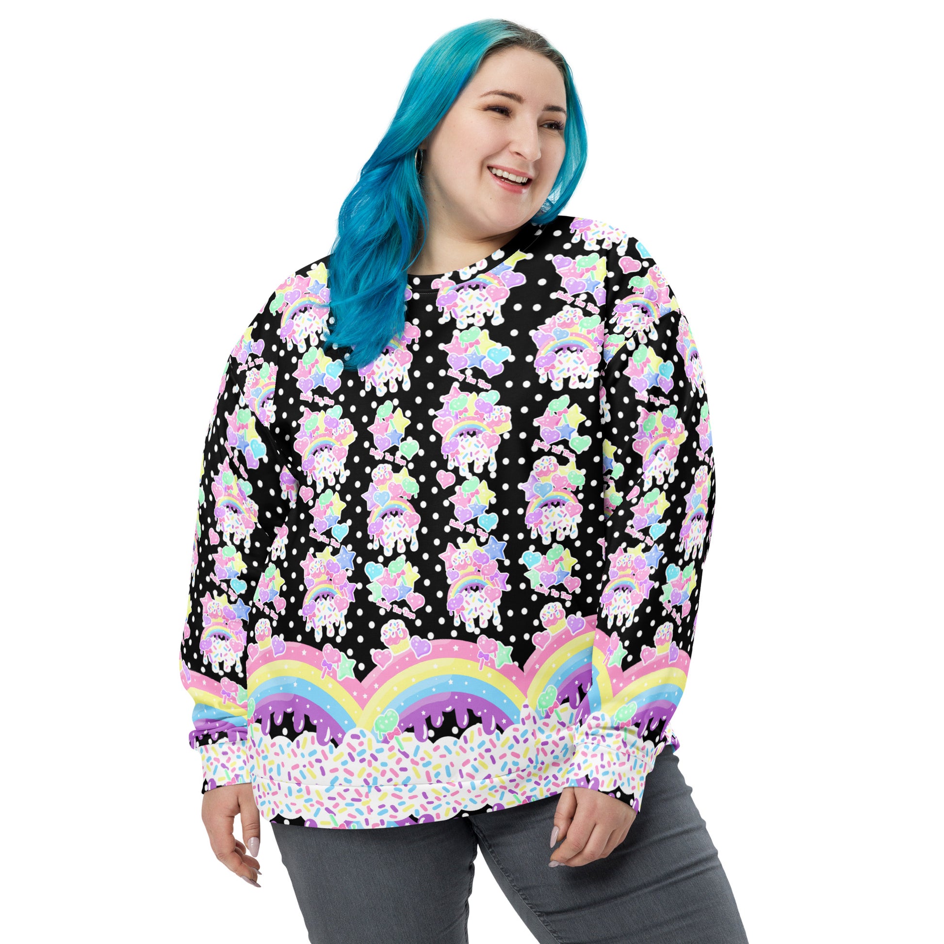 Kawaii fashion decora kei rainbow candy sprinkles sweatshirt jumper sweets harajuku fashion jfashion pop kei