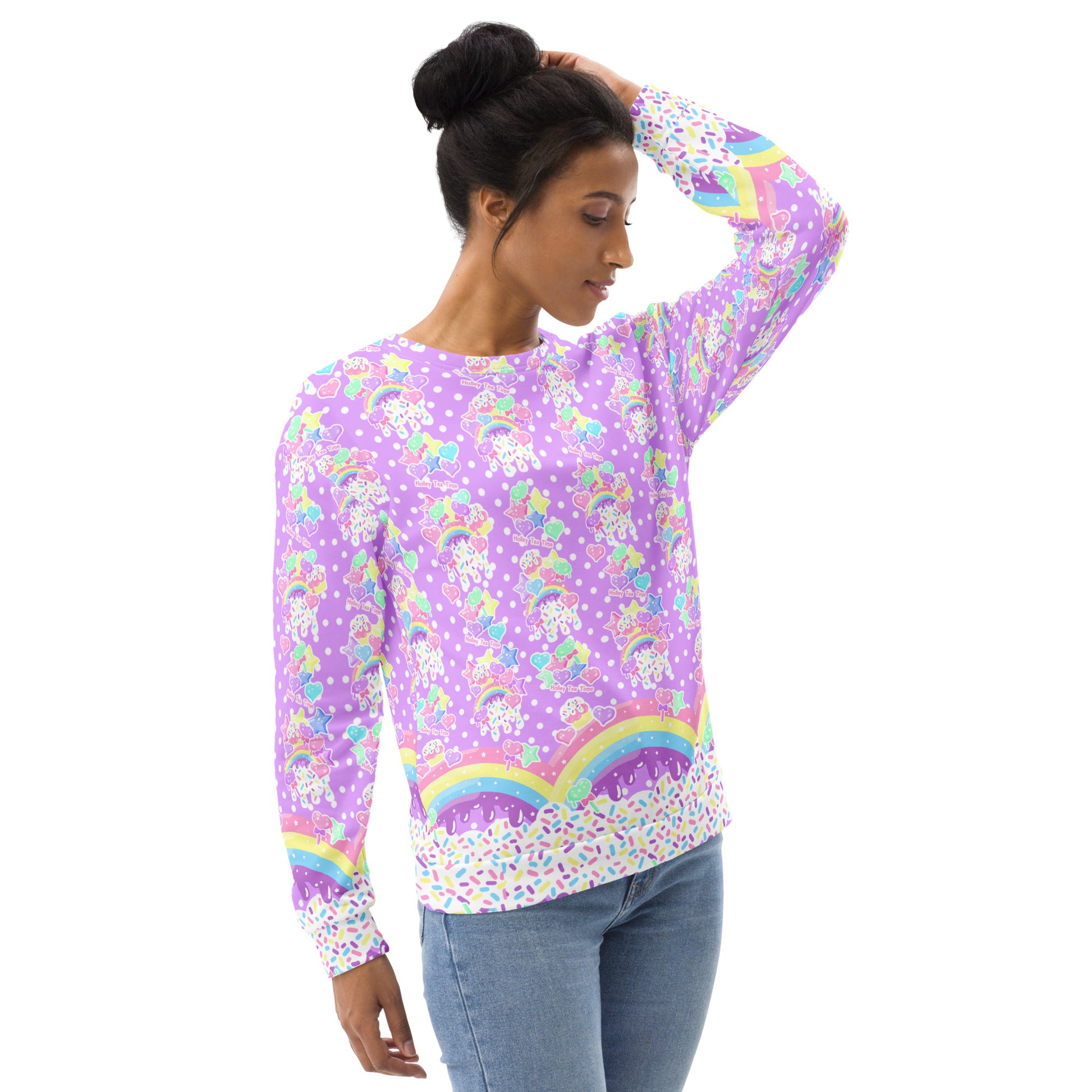 Kawaii fashion decora kei rainbow candy sprinkles sweatshirt jumper sweets harajuku fashion jfashion pop kei