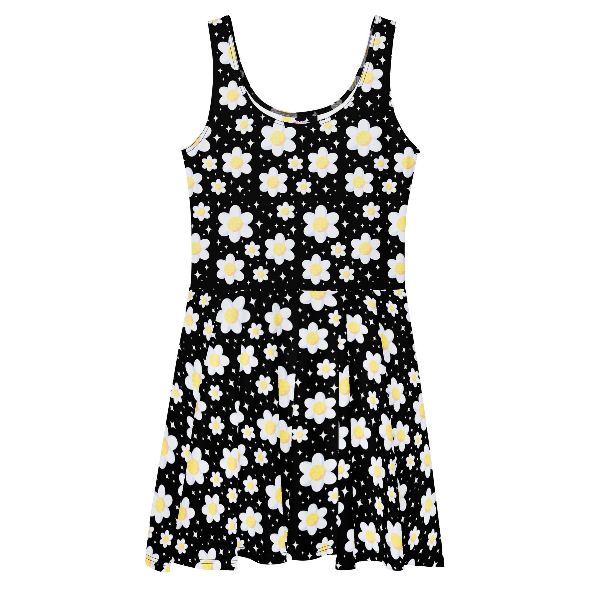 black daisy skater dress Plus Size - Mini Challis Skater Dress