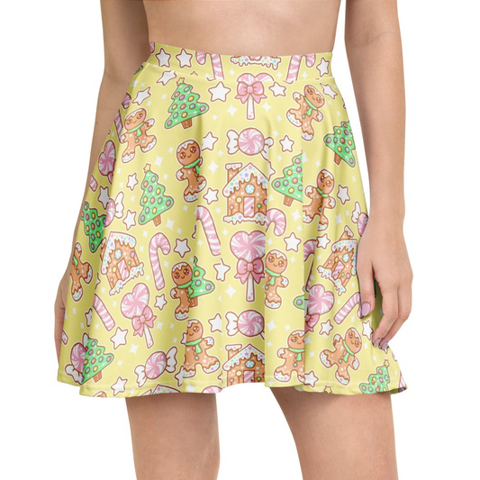 Kawaii Christmas Skater Skirt (Vanilla Cream)