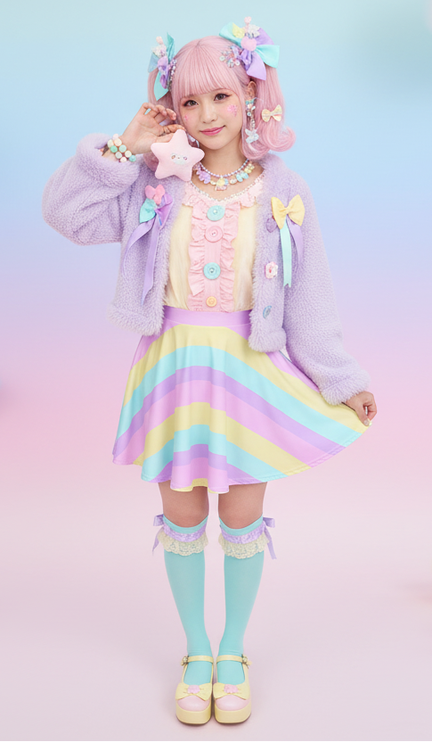 Pastel Stripes Skater Skirt (Color Block)