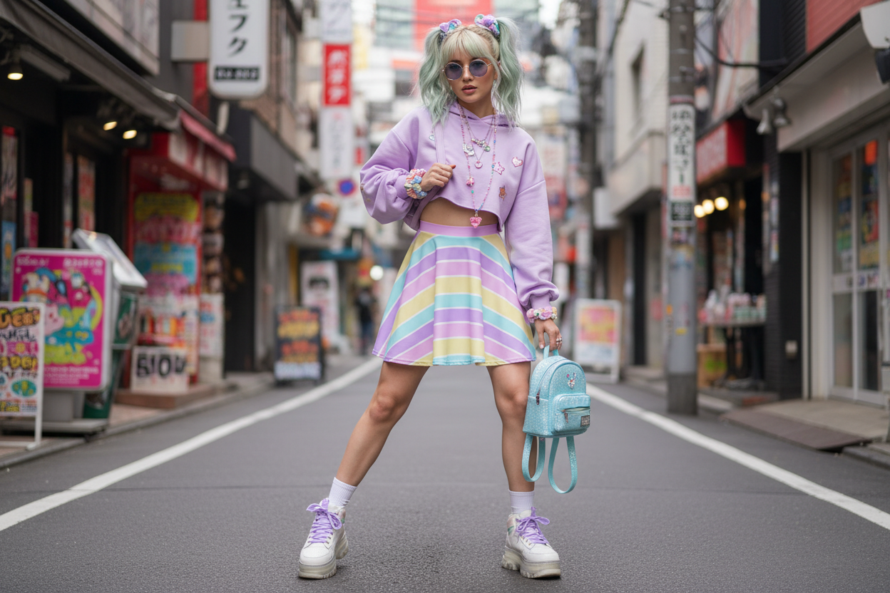 Pastel Stripes Skater Skirt