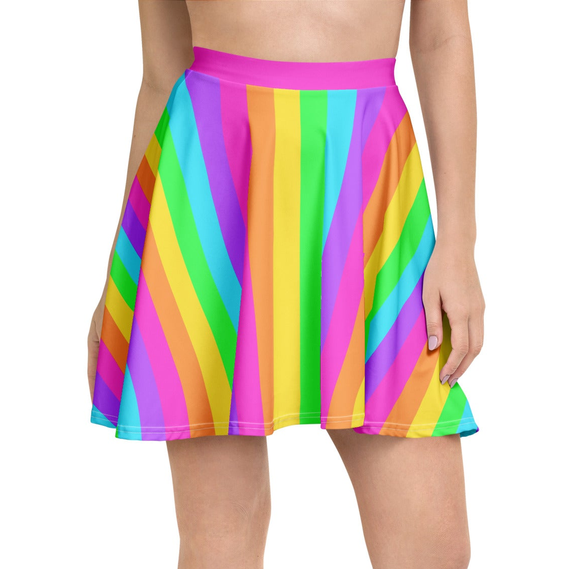 Rainbow Wonderland Skater Skirt (Color Block Stripes)