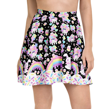 Rainbow Sweets Skater Skirt (Black)
