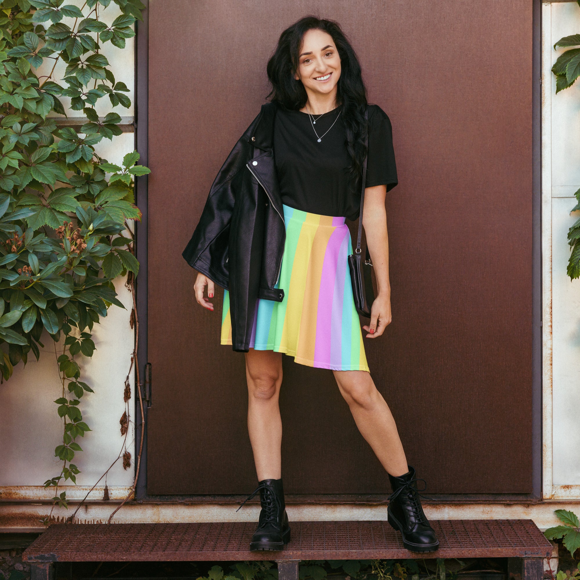 Fruity Rainbow Skater Skirt (Color Block) – Holley Tea Time