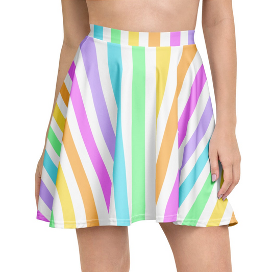 Fruity Rainbow Skater Skirt (Stripes)