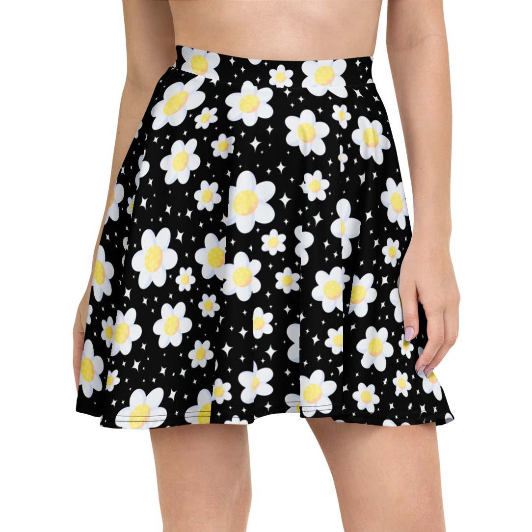 Daisy Dreams Skater Skirt (Midnight Black)