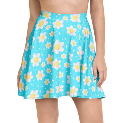 Daisy Dreams Skater Skirt (Aqua Blue)