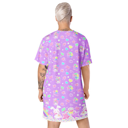 Rainbow Sweets T-shirt Dress (Purple)