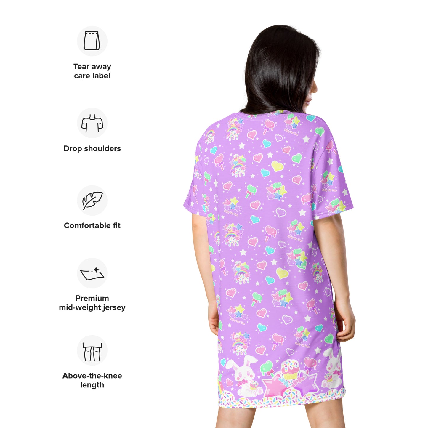 Rainbow Sweets T-shirt Dress (Purple)