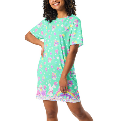 Rainbow Sweets T-shirt Dress (Mint)