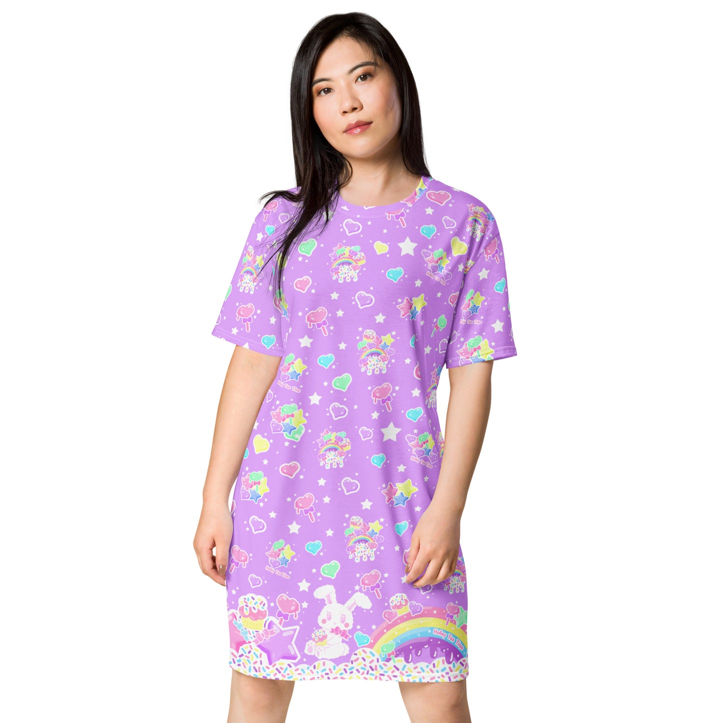 Rainbow Sweets T-shirt Dress (Purple)