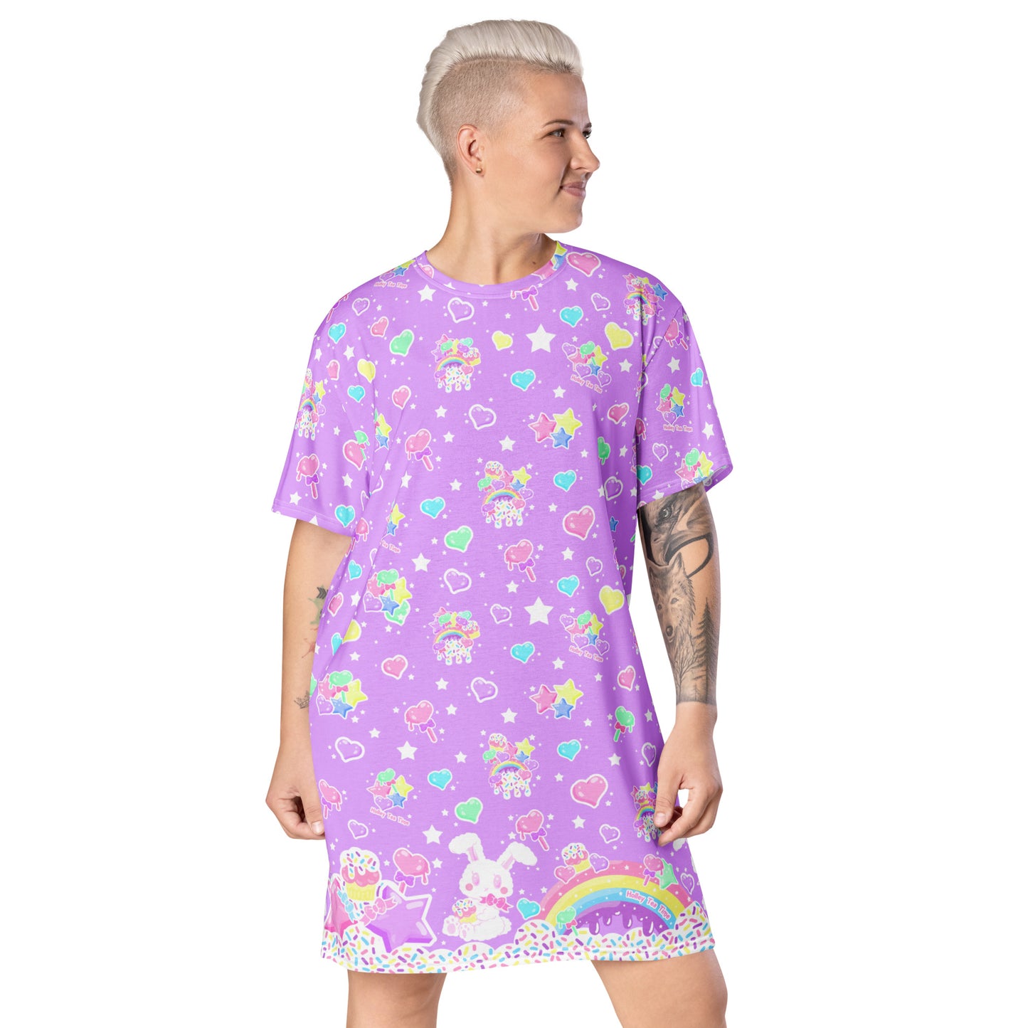 Rainbow Sweets T-shirt Dress (Purple)