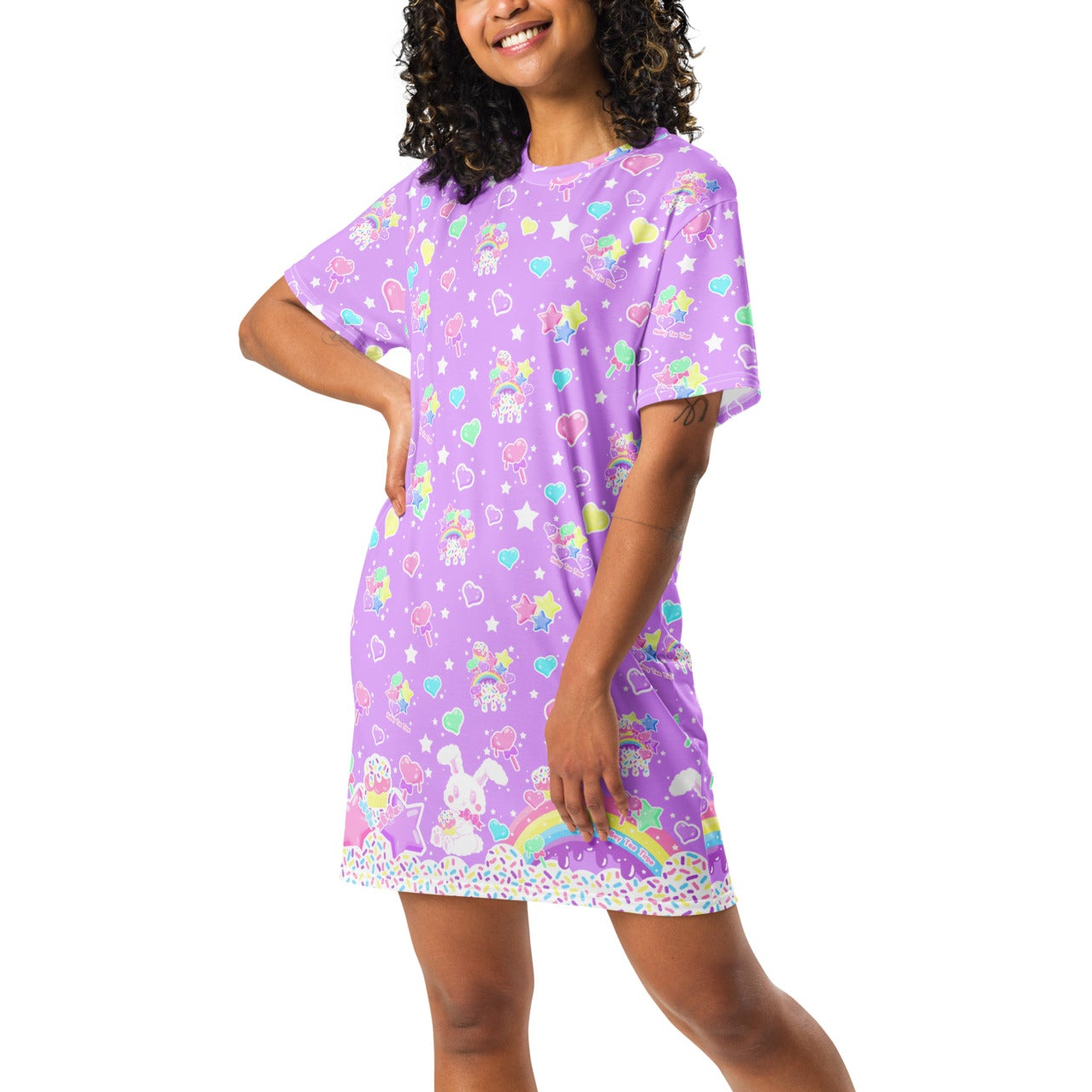 kawaii fashion harajuku fashion jfashion Rainbow Sweets T-shirt Dress cute fashion candy sprinkles bunny cutecore