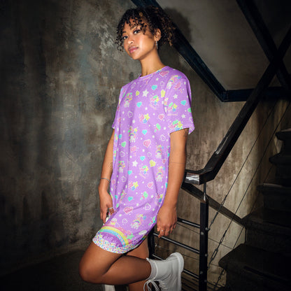 Rainbow Sweets T-shirt Dress (Purple)