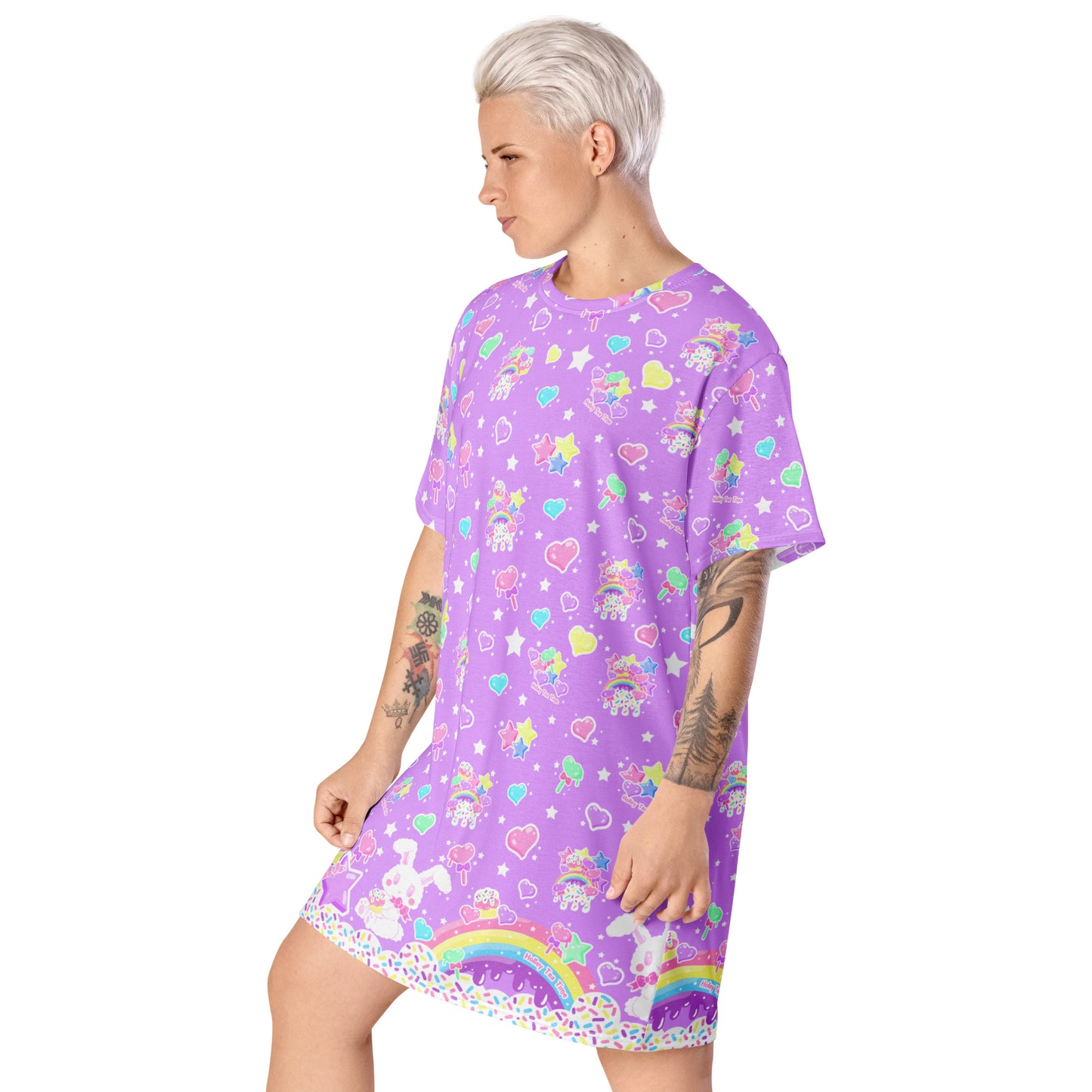 Rainbow Sweets T-shirt Dress (Purple)