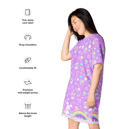 Rainbow Sweets T-shirt Dress (Purple)