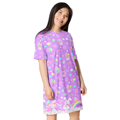 Rainbow Sweets T-shirt Dress (Purple)
