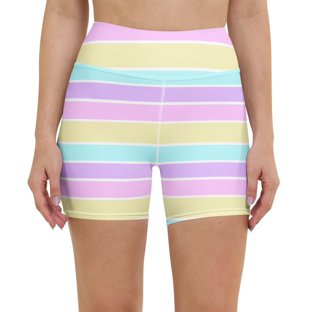 Pastel Stripes Yoga Shorts