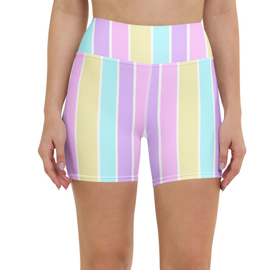 Pastel Stripes Yoga Shorts