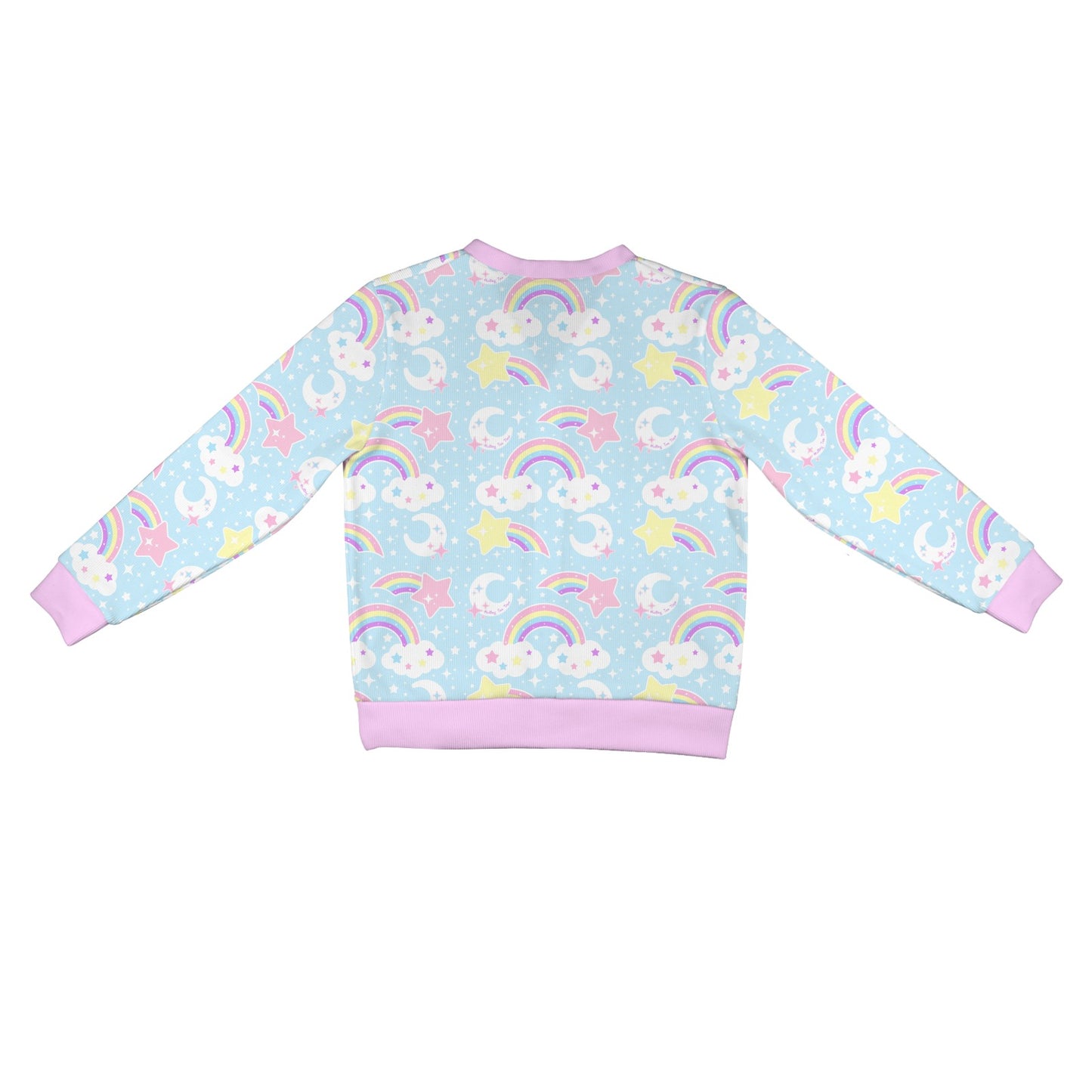 Dreamy Rainbow Women's Ribbed Button Up Cardigan (Blue)