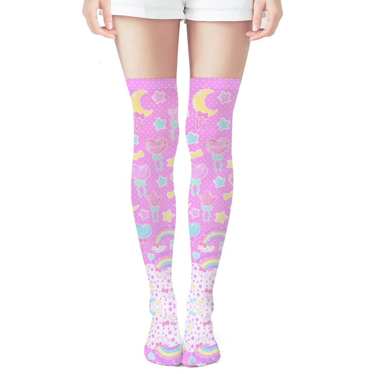 Pastel Party Over Knee Stocking Socks (Pink)