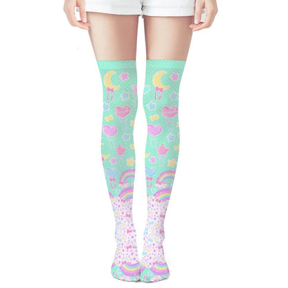 Pastel Party Over Knee Stocking Socks (Mint)