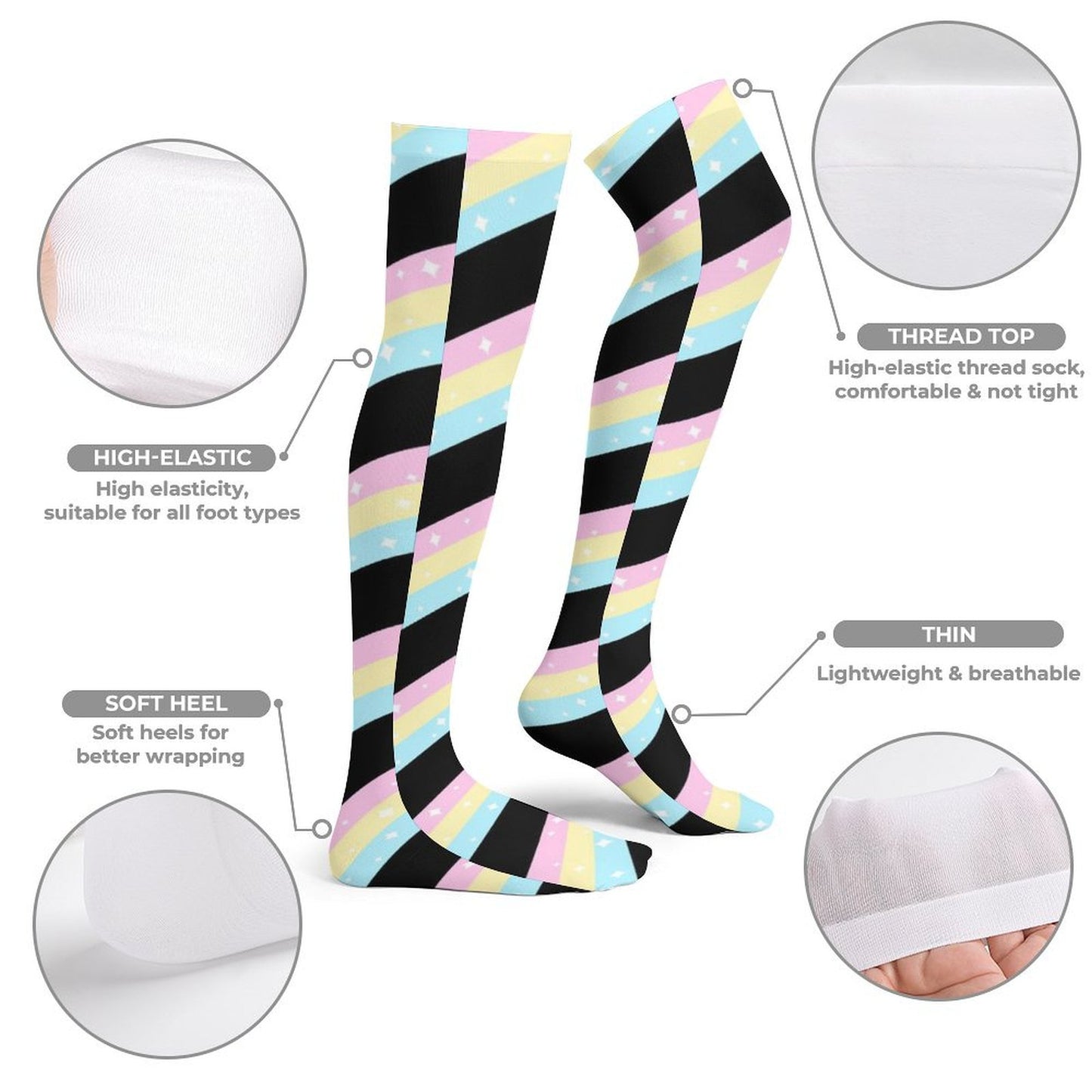 Teatime Fantasy Over Knee Stocking Socks (Black)