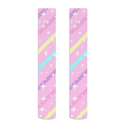 Sparkle Stars Over Knee Stocking Socks (Pink)