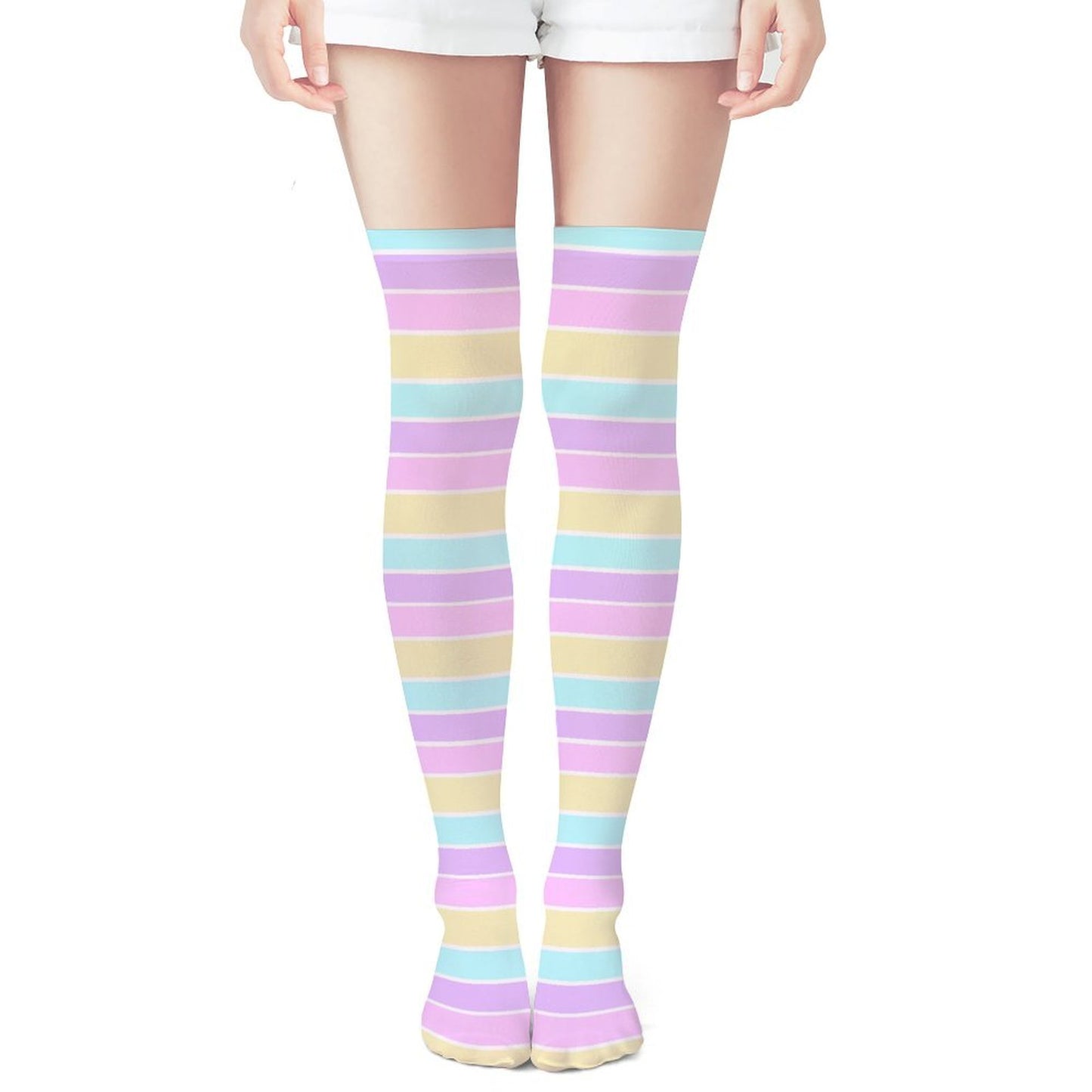 Pastel Stripes Over Knee Stocking Socks