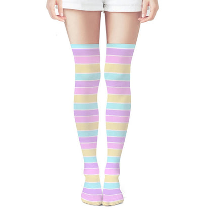 Pastel Stripes Over Knee Stocking Socks