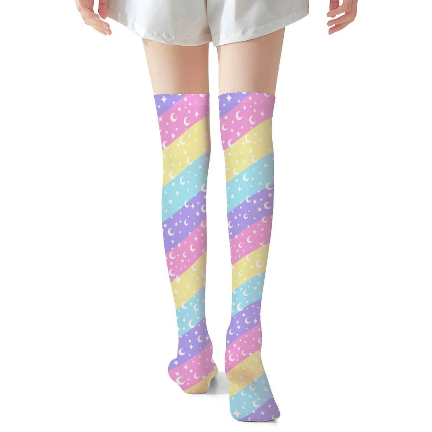Cosmic Rainbow Over Knee Stocking Socks