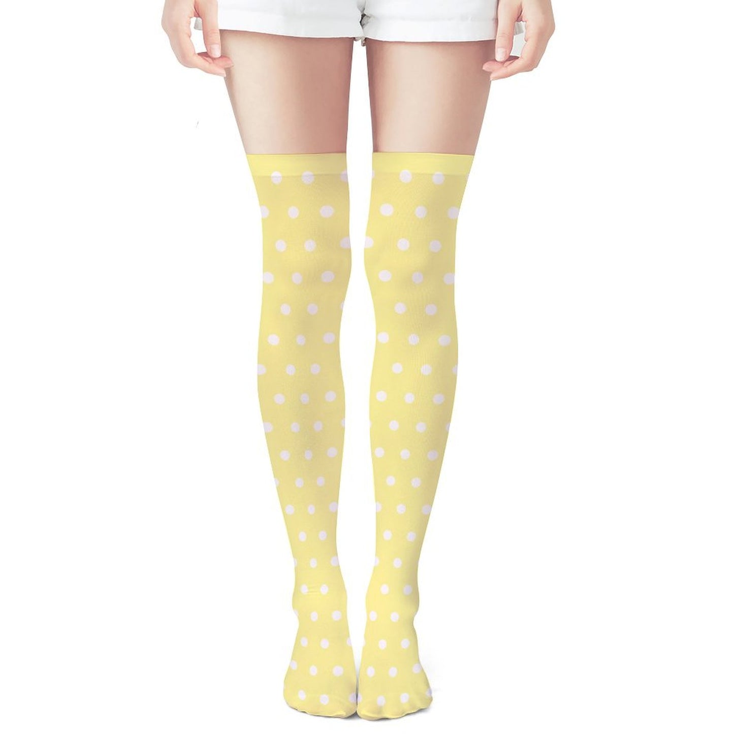 Cute Polka Dots Over Knee Stocking Socks (Yellow)