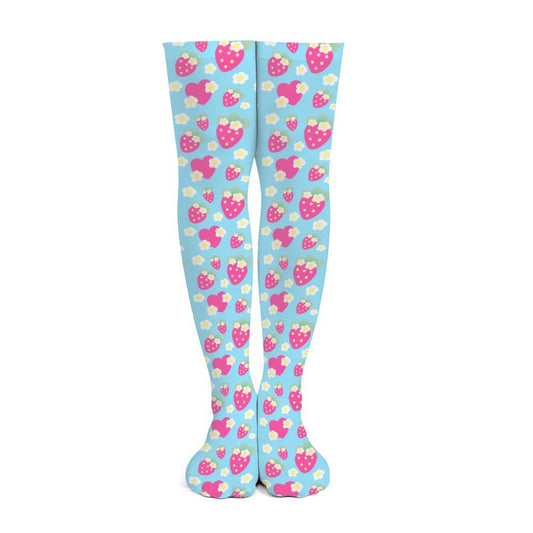 Strawberry Cutie Over Knee Stocking Socks (Fruity Berry Blue)