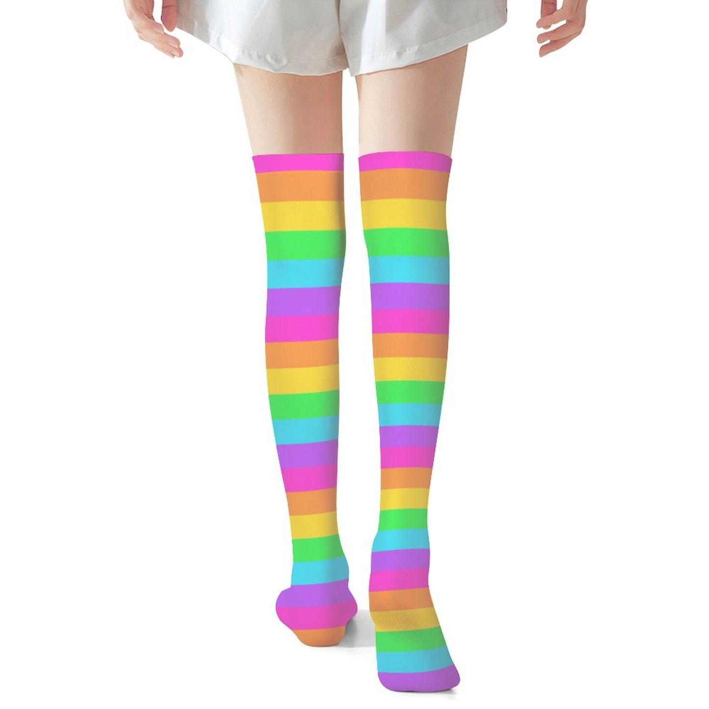 Rainbow Wonderland Over Knee Stocking Socks (Stripes)