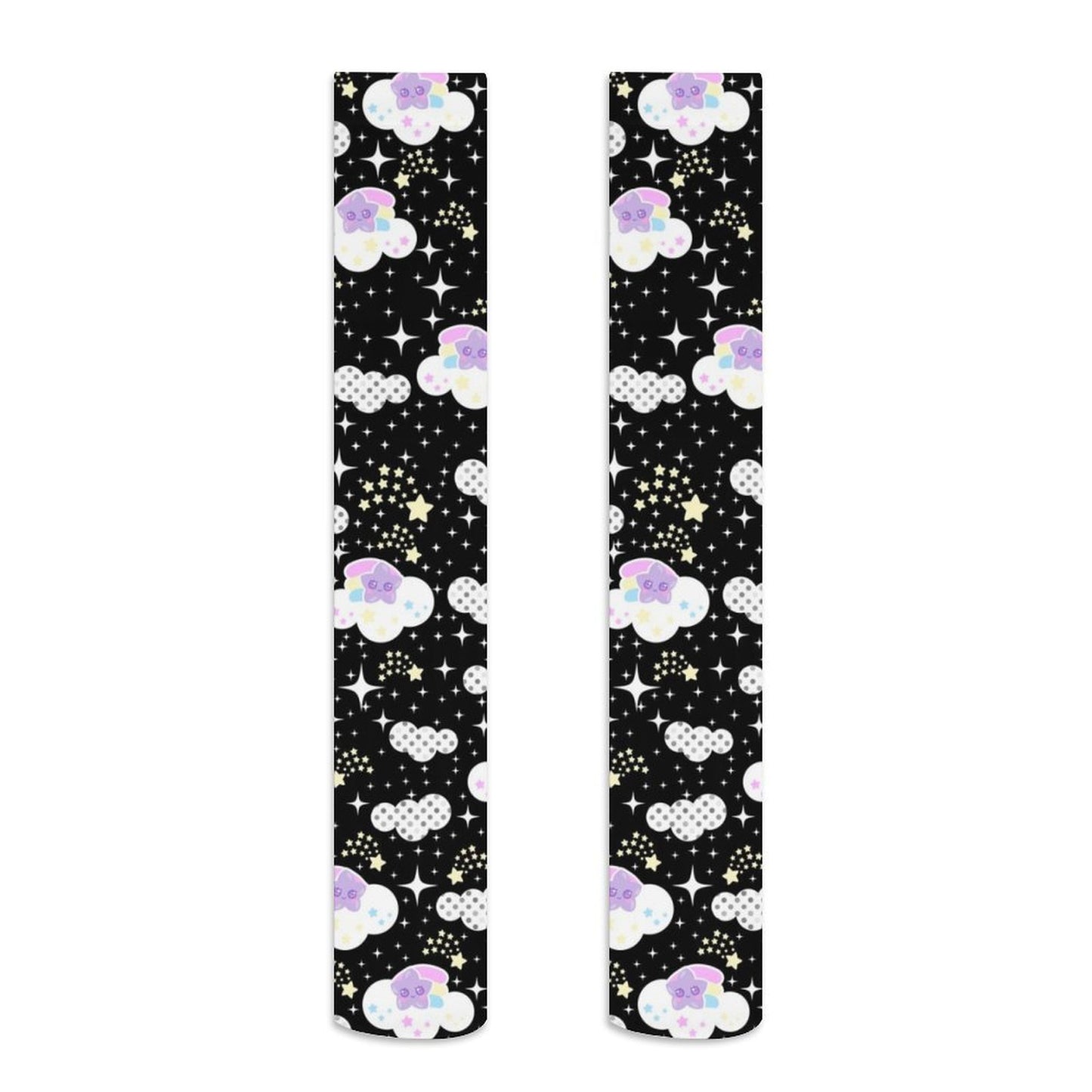 Shooting Star Clouds Over Knee Stocking Socks (Black)