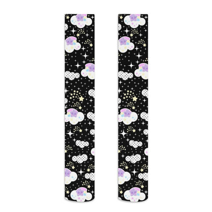 Shooting Star Clouds Over Knee Stocking Socks (Black)