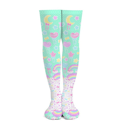 Pastel Party Over Knee Stocking Socks (Mint)