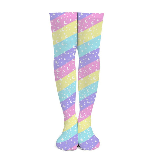 Cosmic Rainbow Over Knee Stocking Socks