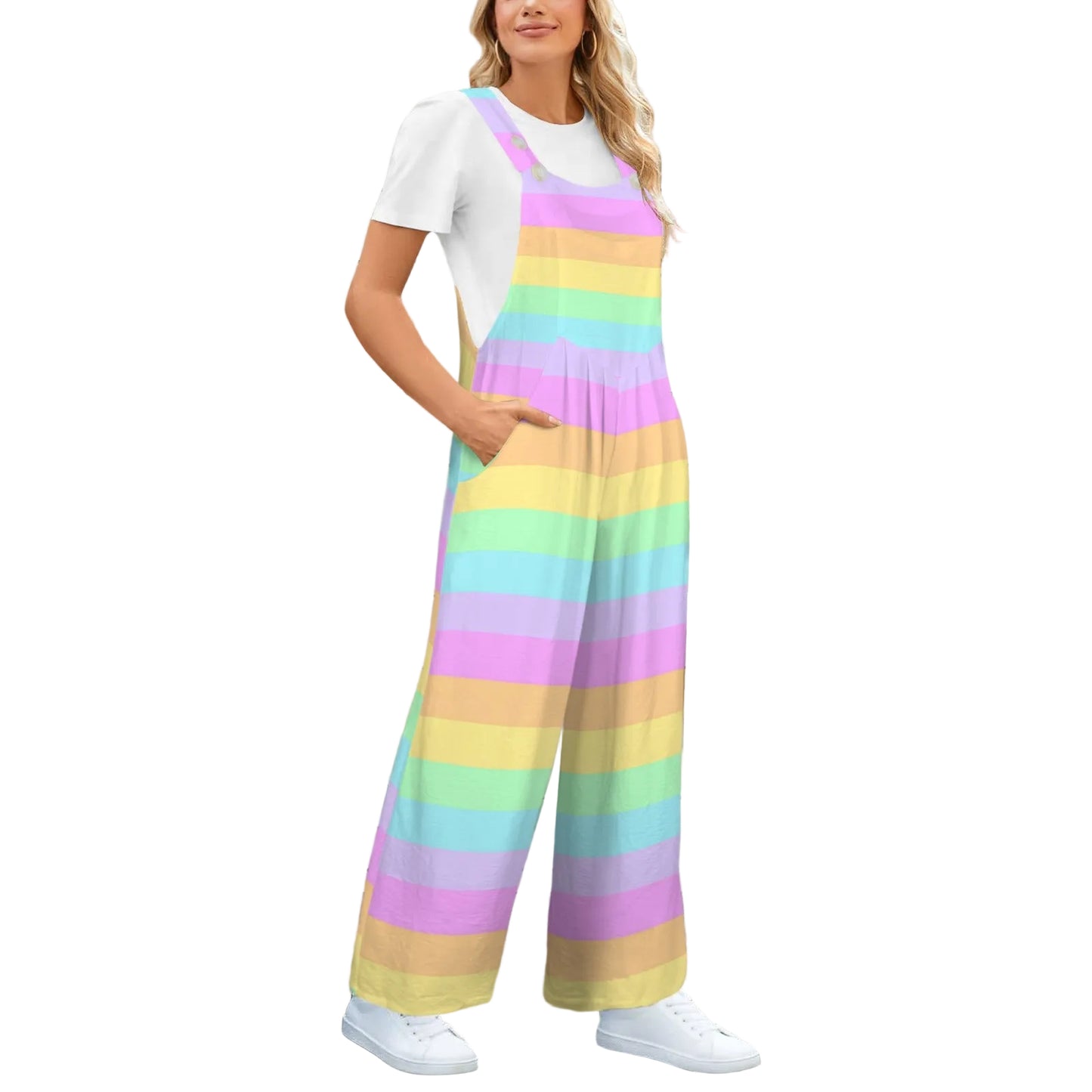 kawaii fashion pastel rainbow overalls jumpsuit harajuku fashion jfashion decora kei pop kei yumekawaii cutecore