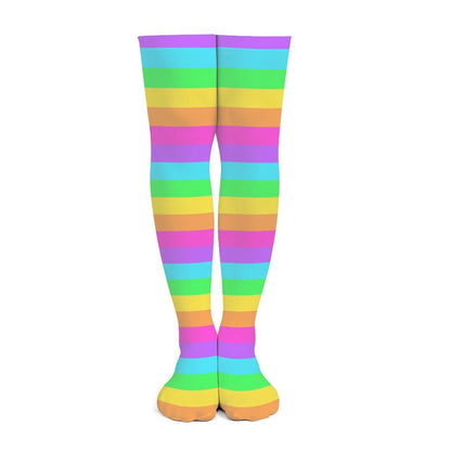 Rainbow Wonderland Over Knee Stocking Socks (Stripes)